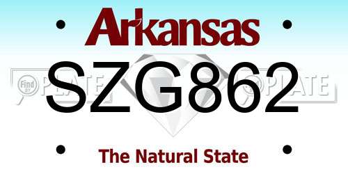 SZG862 Arkansas License Plate