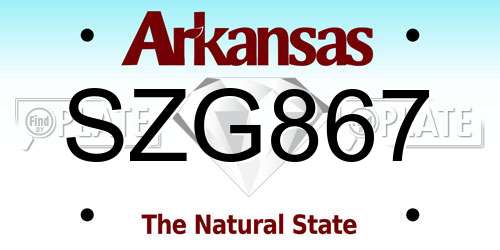 SZG867 Arkansas License Plate