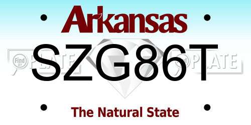 SZG86T Arkansas License Plate