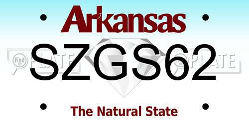 SZGS62 Arkansas License Plate