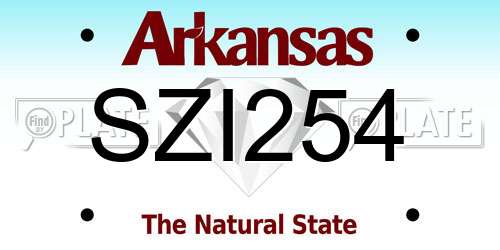 SZI254 Arkansas License Plate