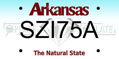 SZI75A Arkansas License Plate