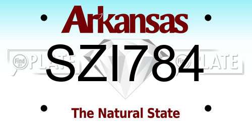 SZI784 Arkansas License Plate