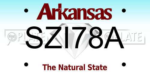 SZI78A Arkansas License Plate