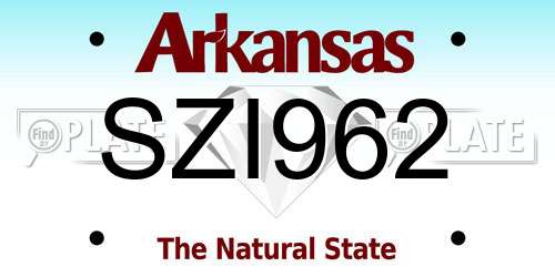 SZI962 Arkansas License Plate