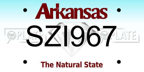 SZI967 Arkansas License Plate