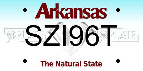 SZI96T Arkansas License Plate