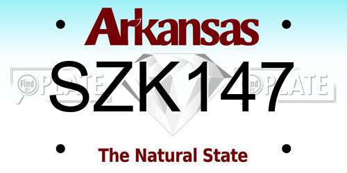 SZK147 Arkansas License Plate