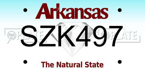 SZK497 Arkansas License Plate