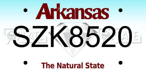 SZK8520 Arkansas License Plate