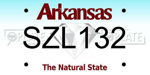 SZL132 Arkansas License Plate