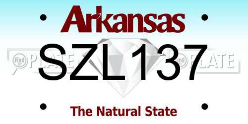 SZL137 Arkansas License Plate