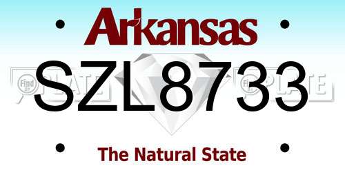 SZL8733 Arkansas License Plate