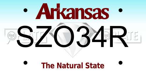 SZO34R Arkansas License Plate