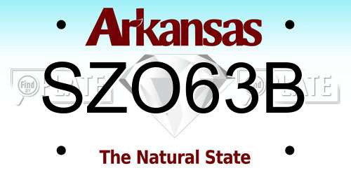 SZO63B Arkansas License Plate