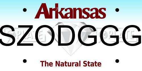 SZODGGG Arkansas License Plate