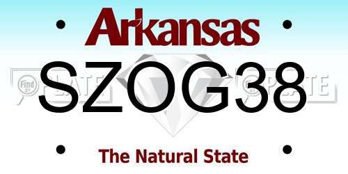 SZOG38 Arkansas License Plate