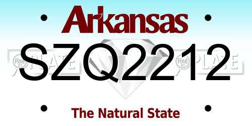 SZQ2212 Arkansas License Plate