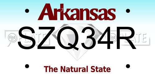 SZQ34R Arkansas License Plate