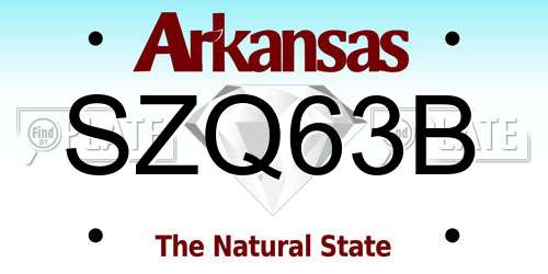 SZQ63B Arkansas License Plate