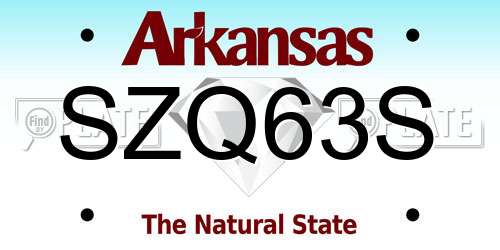 SZQ63S Arkansas License Plate