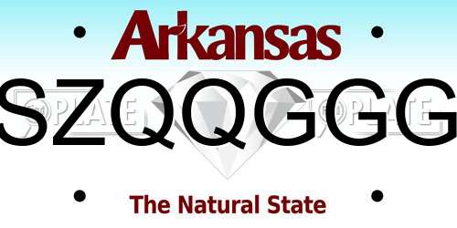 SZQQGGG Arkansas License Plate