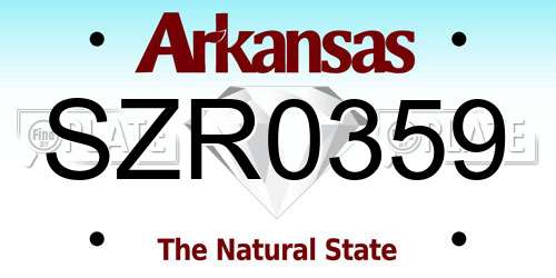SZR0359 Arkansas License Plate