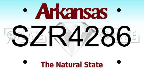 SZR4286 Arkansas License Plate
