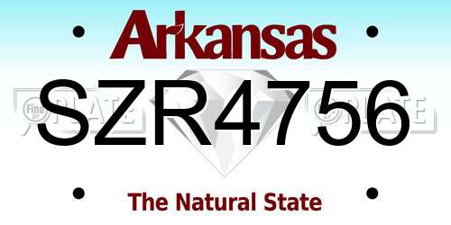 SZR4756 Arkansas License Plate