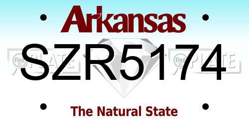 SZR5174 Arkansas License Plate