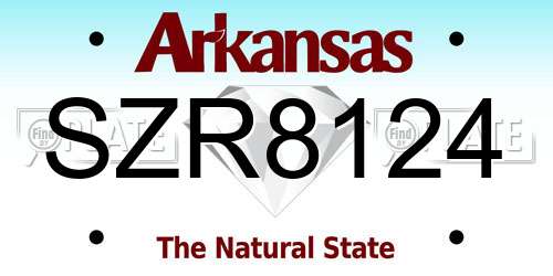 SZR8124 Arkansas License Plate