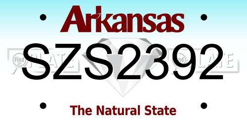 SZS2392 Arkansas License Plate