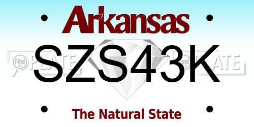 SZS43K Arkansas License Plate