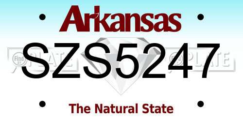 SZS5247 Arkansas License Plate