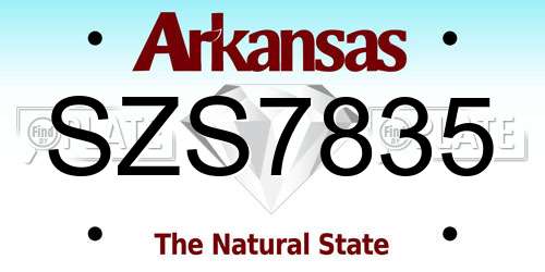 SZS7835 Arkansas License Plate