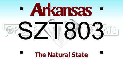SZT803 Arkansas License Plate