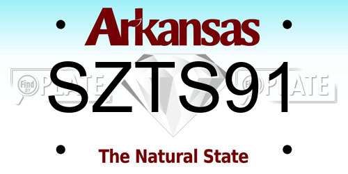 SZTS91 Arkansas License Plate