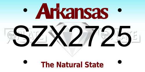 SZX2725 Arkansas License Plate