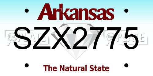 SZX2775 Arkansas License Plate