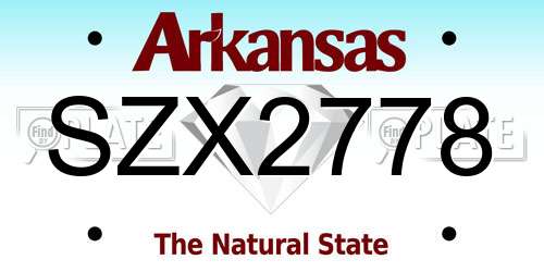 SZX2778 Arkansas License Plate