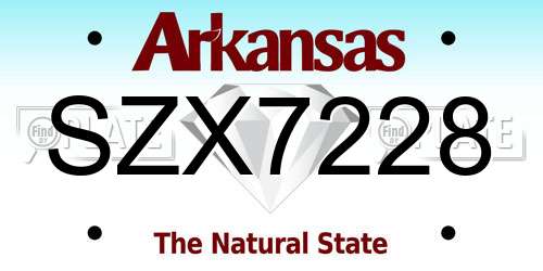 SZX7228 Arkansas License Plate