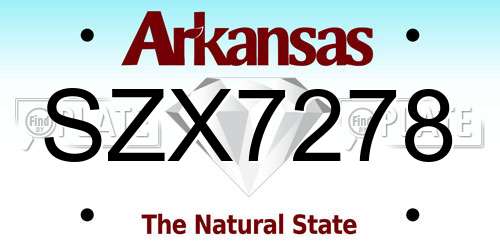SZX7278 Arkansas License Plate
