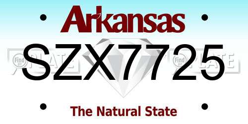 SZX7725 Arkansas License Plate