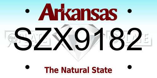 SZX9182 Arkansas License Plate