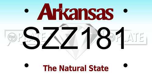 SZZ181 Arkansas License Plate
