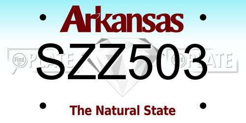 SZZ503 Arkansas License Plate