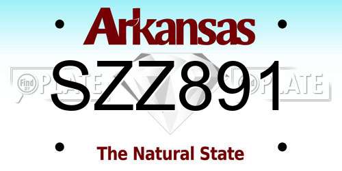 SZZ891 Arkansas License Plate