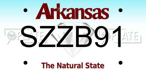 SZZB91 Arkansas License Plate