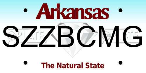 SZZBCMG Arkansas License Plate