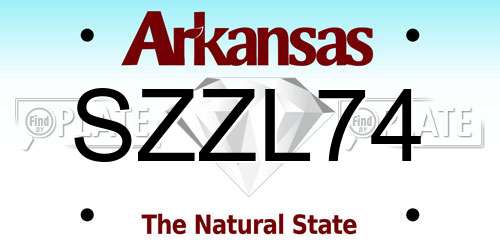 SZZL74 Arkansas License Plate
